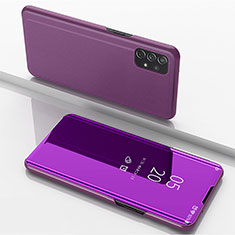 Leather Case Stands Flip Mirror Cover Holder for Samsung Galaxy A72 5G Clove Purple