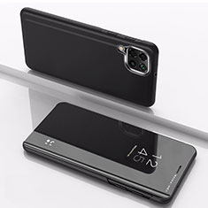 Leather Case Stands Flip Mirror Cover Holder for Samsung Galaxy M12 Black