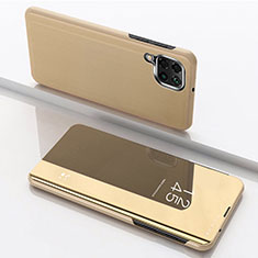 Leather Case Stands Flip Mirror Cover Holder for Samsung Galaxy M12 Gold