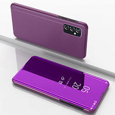 Leather Case Stands Flip Mirror Cover Holder for Samsung Galaxy M23 5G Purple