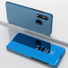 Leather Case Stands Flip Mirror Cover Holder for Samsung Galaxy M40 Blue