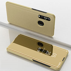 Leather Case Stands Flip Mirror Cover Holder for Samsung Galaxy M40 Gold