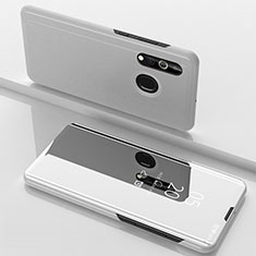 Leather Case Stands Flip Mirror Cover Holder for Samsung Galaxy M40 Silver
