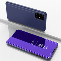 Leather Case Stands Flip Mirror Cover Holder for Samsung Galaxy M51 Purple