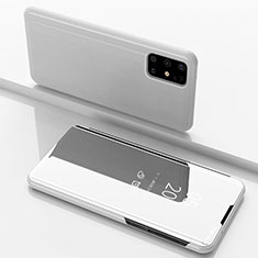 Leather Case Stands Flip Mirror Cover Holder for Samsung Galaxy M51 Silver