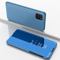 Leather Case Stands Flip Mirror Cover Holder for Samsung Galaxy M60s Blue