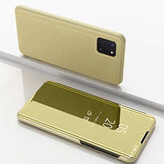 Leather Case Stands Flip Mirror Cover Holder for Samsung Galaxy M60s Gold