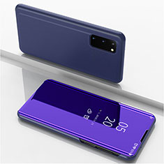 Leather Case Stands Flip Mirror Cover Holder for Samsung Galaxy S20 5G Purple