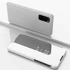 Leather Case Stands Flip Mirror Cover Holder for Samsung Galaxy S20 5G Silver