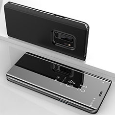 Leather Case Stands Flip Mirror Cover Holder for Samsung Galaxy S9 Plus Black