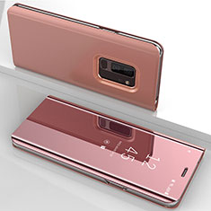 Leather Case Stands Flip Mirror Cover Holder for Samsung Galaxy S9 Plus Rose Gold