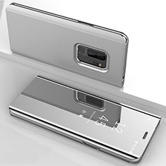Leather Case Stands Flip Mirror Cover Holder for Samsung Galaxy S9 Plus Silver