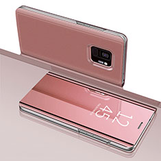 Leather Case Stands Flip Mirror Cover Holder for Samsung Galaxy S9 Rose Gold