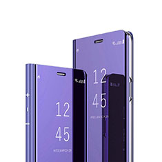 Leather Case Stands Flip Mirror Cover Holder for Sony Xperia 1 Purple