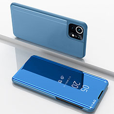 Leather Case Stands Flip Mirror Cover Holder for Xiaomi Mi 11 Lite 5G Blue