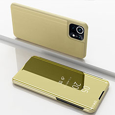 Leather Case Stands Flip Mirror Cover Holder for Xiaomi Mi 11 Lite 5G NE Gold