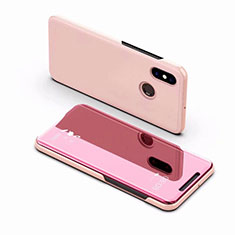Leather Case Stands Flip Mirror Cover Holder for Xiaomi Mi 8 Rose Gold