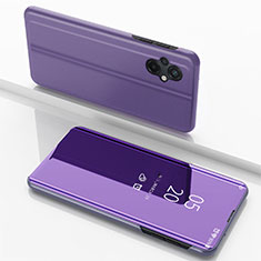 Leather Case Stands Flip Mirror Cover Holder for Xiaomi Poco M5 4G Clove Purple
