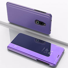 Leather Case Stands Flip Mirror Cover Holder for Xiaomi Redmi 8 Purple