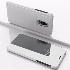 Leather Case Stands Flip Mirror Cover Holder for Xiaomi Redmi 8 Silver