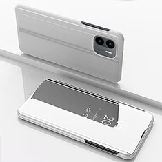 Leather Case Stands Flip Mirror Cover Holder for Xiaomi Redmi A1 Silver