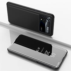 Leather Case Stands Flip Mirror Cover Holder for Xiaomi Redmi Note 11E Pro 5G Black