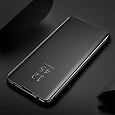 Leather Case Stands Flip Mirror Cover Holder for Xiaomi Redmi Note 8 (2021) Black