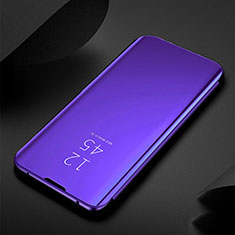 Leather Case Stands Flip Mirror Cover Holder for Xiaomi Redmi Note 8 Purple
