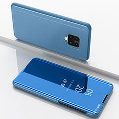 Leather Case Stands Flip Mirror Cover Holder for Xiaomi Redmi Note 9S Blue