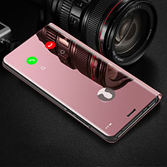 Leather Case Stands Flip Mirror Cover Holder L01 for Oppo A95 4G Rose Gold