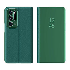 Leather Case Stands Flip Mirror Cover Holder L01 for Oppo Find N 5G Green