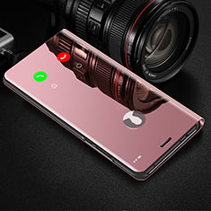 Leather Case Stands Flip Mirror Cover Holder L01 for Realme 7i Rose Gold