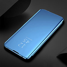 Leather Case Stands Flip Mirror Cover Holder L01 for Samsung Galaxy S22 Plus 5G Sky Blue