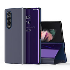 Leather Case Stands Flip Mirror Cover Holder L01 for Samsung Galaxy Z Fold3 5G Purple