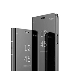 Leather Case Stands Flip Mirror Cover Holder L01 for Xiaomi Mi Note 10 Lite Black
