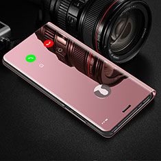 Leather Case Stands Flip Mirror Cover Holder L01 for Xiaomi Redmi 9 Prime India Rose Gold
