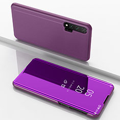 Leather Case Stands Flip Mirror Cover Holder L02 for Huawei Nova 6 5G Purple