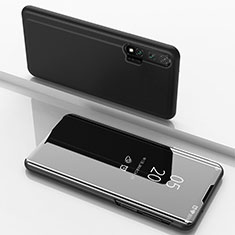 Leather Case Stands Flip Mirror Cover Holder L02 for Huawei Nova 6 Black