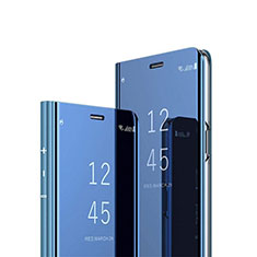 Leather Case Stands Flip Mirror Cover Holder L02 for Motorola Moto G8 Power Lite Blue