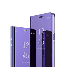 Leather Case Stands Flip Mirror Cover Holder L02 for Motorola Moto G8 Power Lite Purple