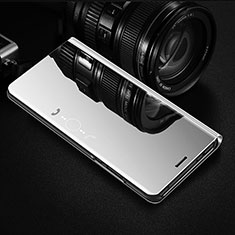 Leather Case Stands Flip Mirror Cover Holder L02 for Xiaomi Mi 10 Silver