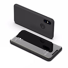 Leather Case Stands Flip Mirror Cover Holder L02 for Xiaomi Mi Max 3 Black