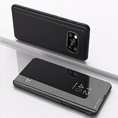 Leather Case Stands Flip Mirror Cover Holder L03 for Xiaomi Poco X3 Pro Black