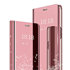 Leather Case Stands Flip Mirror Cover Holder L04 for Huawei Mate 20 Pro Rose Gold