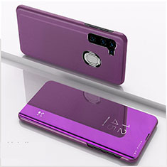 Leather Case Stands Flip Mirror Cover Holder L04 for Samsung Galaxy A11 Purple