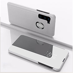 Leather Case Stands Flip Mirror Cover Holder L04 for Samsung Galaxy A11 Silver