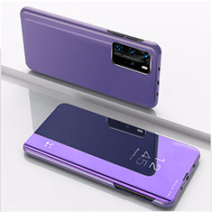 Leather Case Stands Flip Mirror Cover Holder L04 for Xiaomi Mi 10T 5G Clove Purple