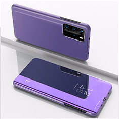 Leather Case Stands Flip Mirror Cover Holder L04 for Xiaomi Mi 10T Pro 5G Clove Purple