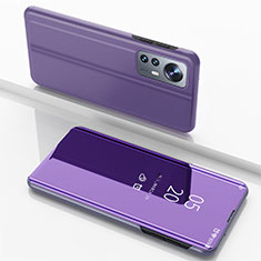 Leather Case Stands Flip Mirror Cover Holder L04 for Xiaomi Mi 12X 5G Clove Purple