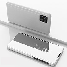Leather Case Stands Flip Mirror Cover Holder L05 for Samsung Galaxy A22 5G Silver